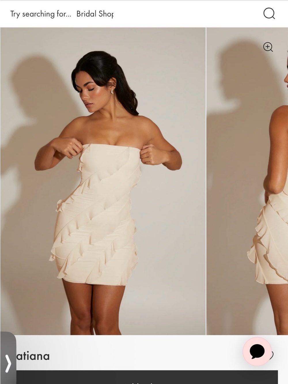 Oh Polly Strapless Cream Ruffle Mini Dress